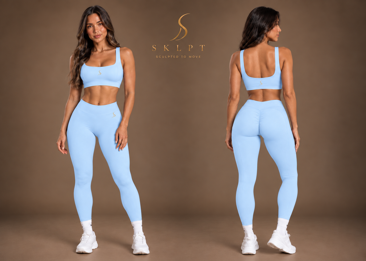 SKLPT Sculpt Športové Legíny v modrej farbe, tvarujúce legíny so scrunch detailom