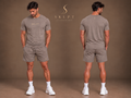 SKLPT Pánske Športové Tričko v taupe farbe s champagne-gold logom, fitted strih